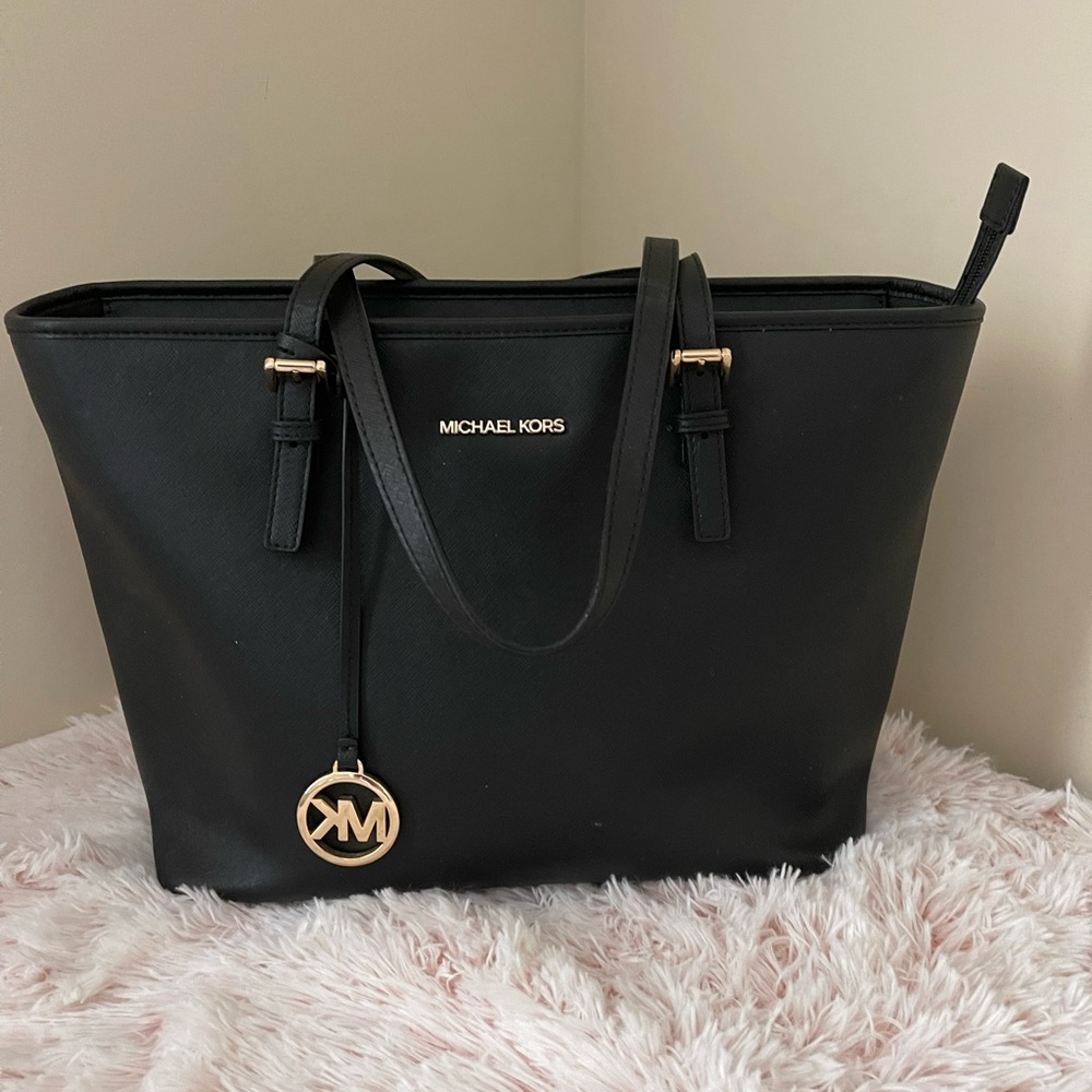 SOLD- Black Michael Kors two strap shoulder bag.